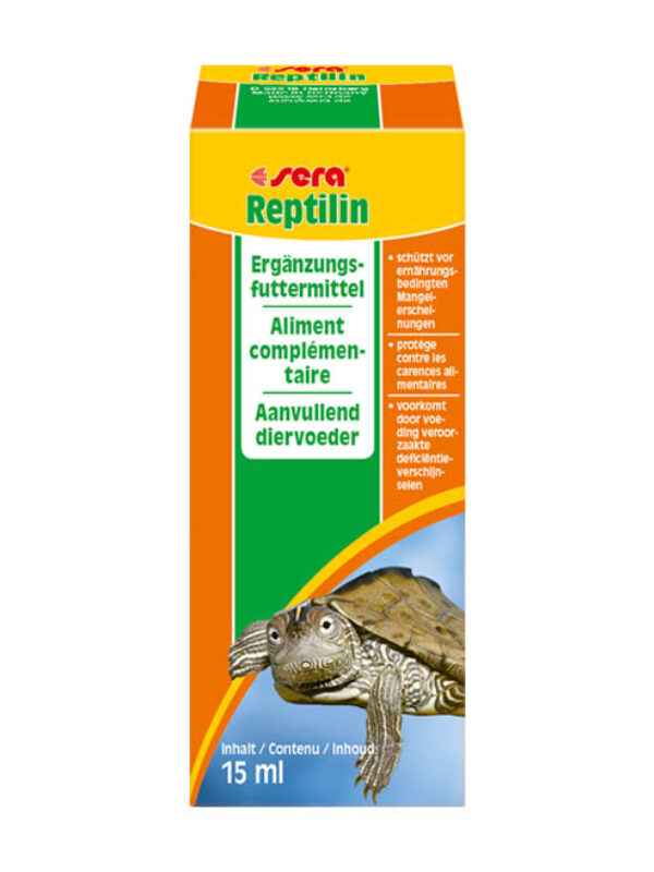 Reptilin de Sera es el alimento complementario que se compone de un concentrado multivitamínico emulsionado, cuidadosamente elaborado, para reptiles.