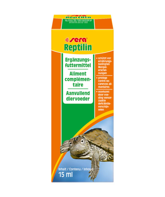 sera reptilin 15 ml Reptilin de Sera es el alimento complementario que se compone de un concentrado multivitamínico emulsionado, cuidadosamente elaborado, para reptiles.