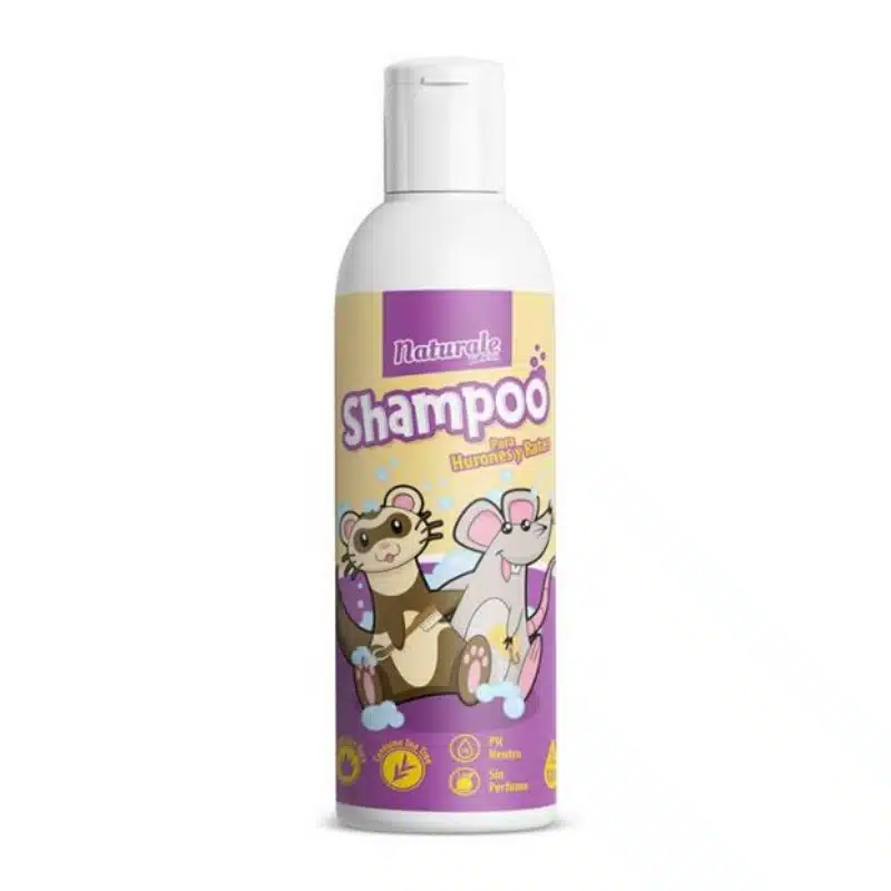 Shampoo para Huron y Ratas de NFP Limpia suavemente, neutraliza olores y protege la piel sensible, asegurando una higiene segura y eficaz.