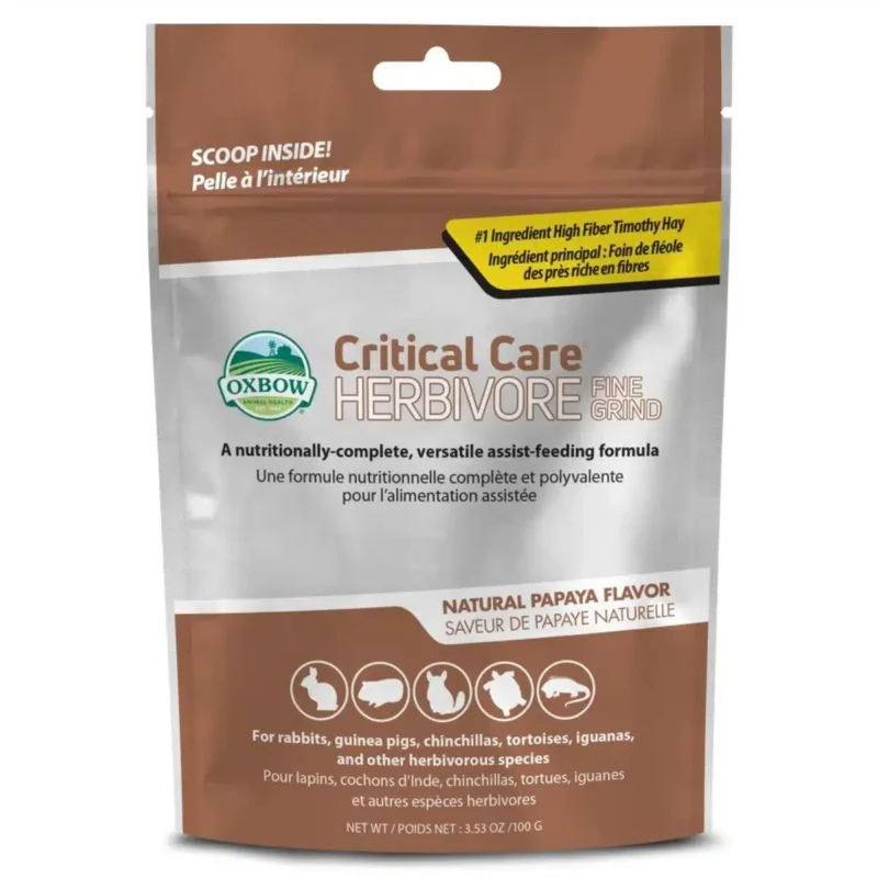 Suplemento Recuperacion Critical Care Fine Grind 100 gr Critical Care Herbivore Fine Grind ideal para animales que no pueden alimentarse por sí solos