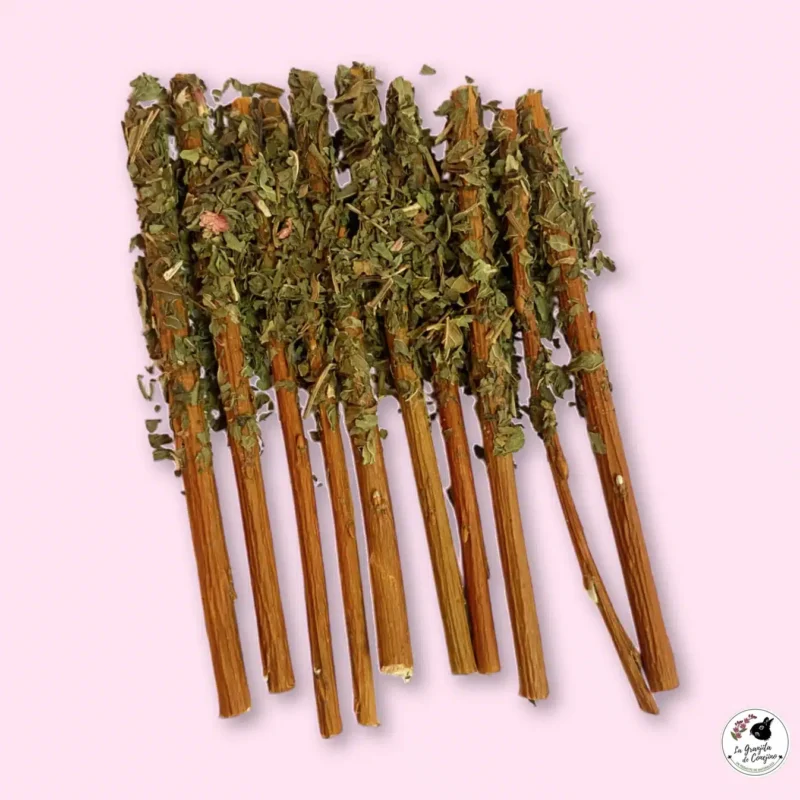 mini stick menta Mini Stick Menta sun snack naturales de sauce, de entre 6 a 7 cm de largo, recubiertos con un delicado polvo de menta.