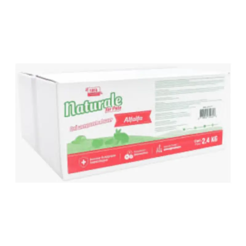 Heno de Alfalfa box 2,4 kg NFP excelente fuente de proteína vegetal y calcio, ideal para conejos, cuyes, chinchillas y otros herbívoros en etapas de crecimiento, gestación o recuperación.