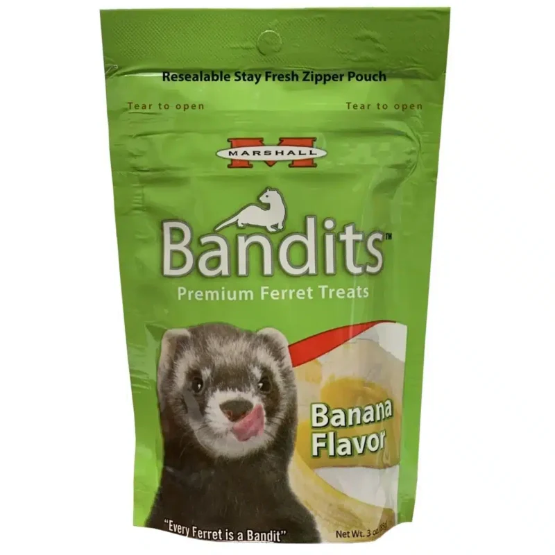 bandits banana 1 Snack Bandits de Banana son perfectos para complementar la dieta diaria de tu hurón con un snack sabroso