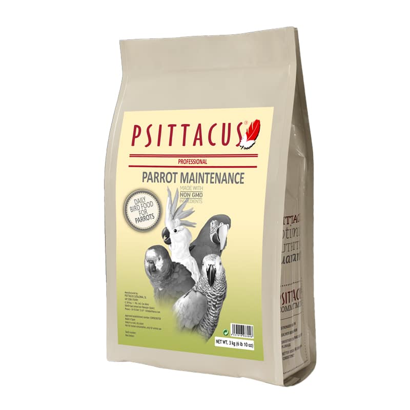 El Alimento Parrot Maintenance de Psittacus es un pienso completo y equilibrado diseñado para cubrir las necesidades nutricionales de loros y otras psitácidas en su etapa adulta de mantenimiento.