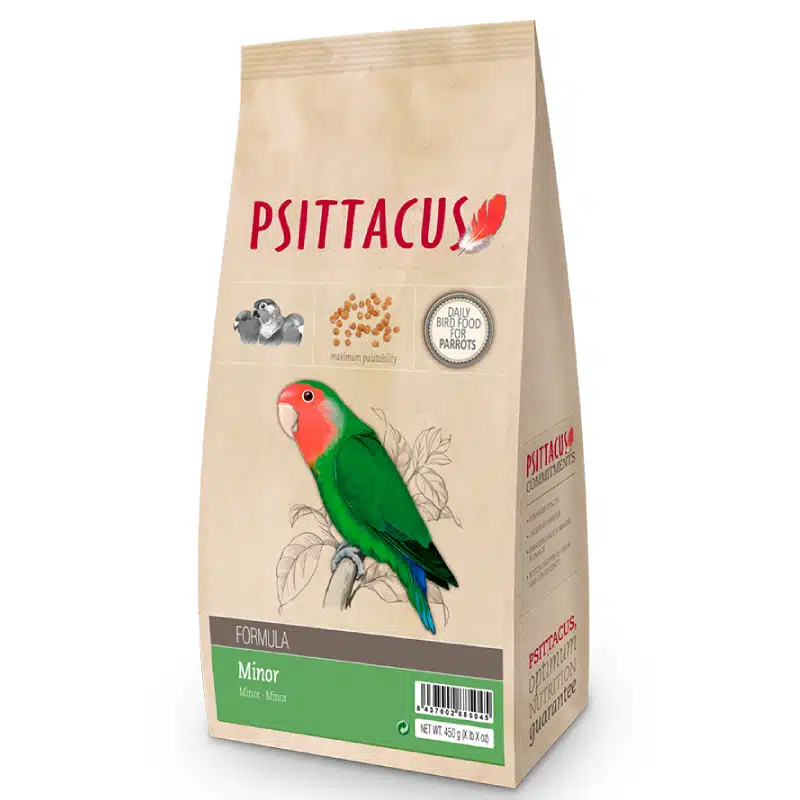 El Alimento Minor de Psittacus es un pienso completo formulado para satisfacer las necesidades nutricionales de psitácidas pequeñas.
