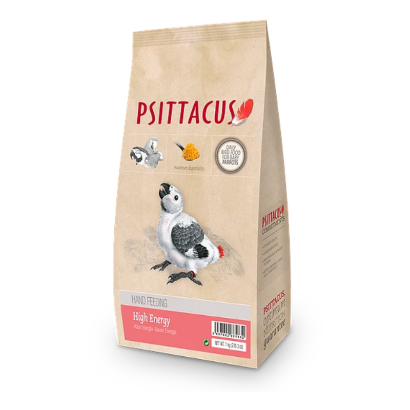 La Papilla Alta Energía de Psittacus es un alimento completo especialmente formulado para cubrir las necesidades nutricionales de polluelos y aves jóvenes que requieren un alto aporte calórico.