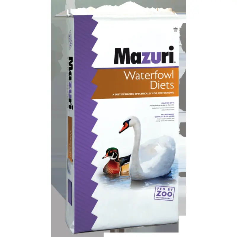 Alimento para Patos 22,33 kg Mazuri: pellet extruido flotante para patos, gansos, cisnes y flamencos. Nutrición científica de zoológico.