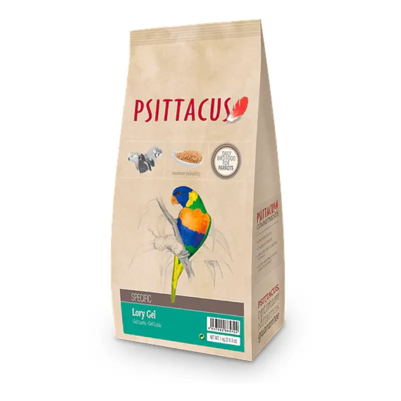 Alimento Lory Gel 1 kg Psittacus: base húmeda en gel para loris y loriquitos. Complementario al Lory Nectar. Nutrición científica para nectarívoras.